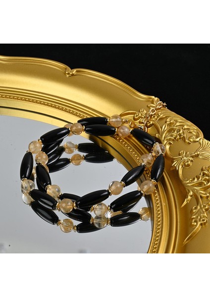 Akikli Eski Para Tarzı Doğal Taş Kazakzinciri, Yeni Çin Tarzı Retro Hafif Lüks Moda Iş Seyahati Için Akik Boncuklu Kolye, Kadın (Yurt Dışından)