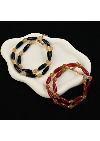 Akikli Eski Para Tarzı Doğal Taş Kazakzinciri, Yeni Çin Tarzı Retro Hafif Lüks Moda Iş Seyahati Için Akik Boncuklu Kolye, Kadın (Yurt Dışından) fiyatları