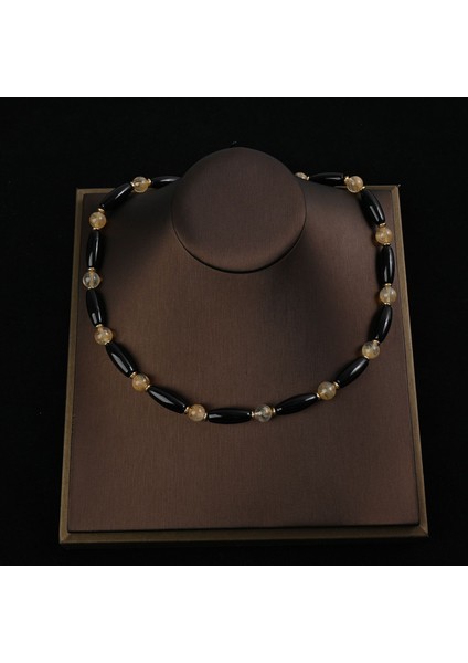 Akikli Eski Para Tarzı Doğal Taş Kazakzinciri, Yeni Çin Tarzı Retro Hafif Lüks Moda Iş Seyahati Için Akik Boncuklu Kolye, Kadın (Yurt Dışından) modelleri