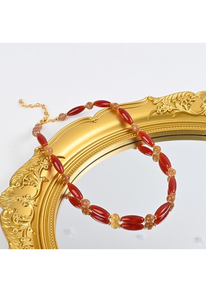 Akikli Eski Para Tarzı Doğal Taş Kazakzinciri, Yeni Çin Tarzı Retro Hafif Lüks Moda Iş Seyahati Için Akik Boncuklu Kolye, Kadın (Yurt Dışından) indirimleri