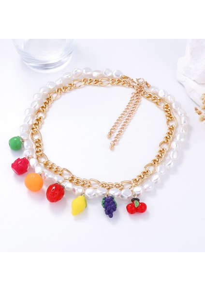 Şık Yapay Inci Kolye Ucu, Yüksek Kali Renkli Çeşitli Meyvelerden Ikili Katmanlı Kolye (Yurt Dışından) modelleri