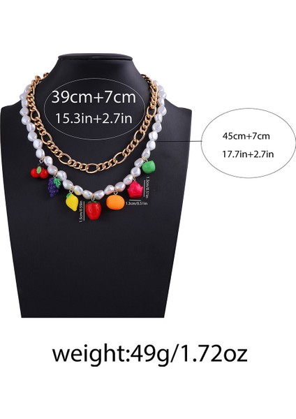 Şık Yapay Inci Kolye Ucu, Yüksek Kali Renkli Çeşitli Meyvelerden Ikili Katmanlı Kolye (Yurt Dışından) fırsatları