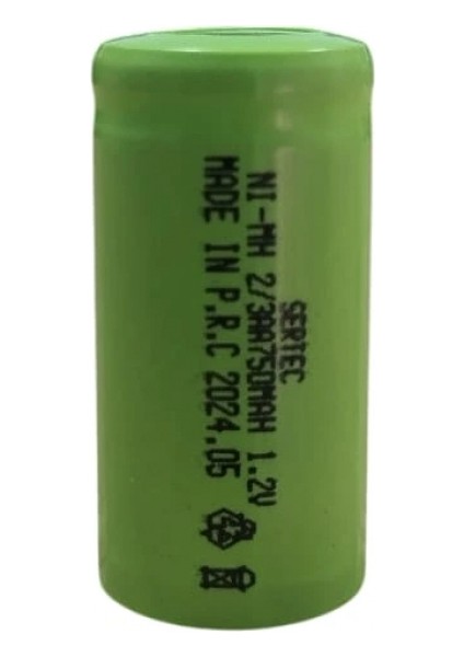 1.2V 750 Mah - 2/3AA - Ni-MH Şarjlı Pil - (Başsız / Flat Head)