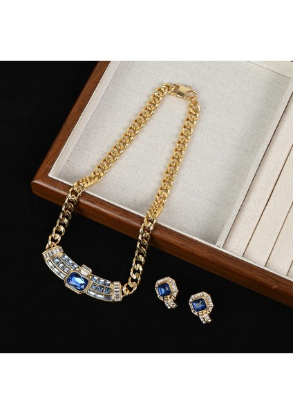 Tianzerun, Ik珠宝 El Saray Mavisi Kolye, Metal Z珠宝rli Eski Tarz Moda Hafif Lüks Elmas Süslemeli Klavikula Kolyesi (Yurt Dışından) fiyatları