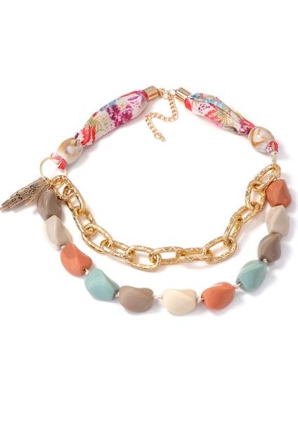 Tianzerun, Kişisel, Moda, Avrupa-Amerika Tarzı, Yaratıcı Tasarım, Şeritli Geometrik Dizi, Çok Renkli Boncuklu Kolye (Yurt Dışından)