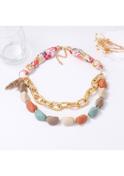 Tianzerun, Kişisel, Moda, Avrupa-Amerika Tarzı, Yaratıcı Tasarım, Şeritli Geometrik Dizi, Çok Renkli Boncuklu Kolye (Yurt Dışından) modelleri