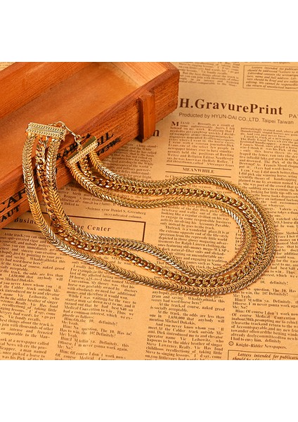 Qingdao Eski Fransız Stili Minimalist Moda Bakır Kaplamalı Gerçek Altın Kolye Klavikulazinciri, Çok Katmanlı Zarif Üç Katlı Altın Kolye (Yurt Dışından) fiyatları