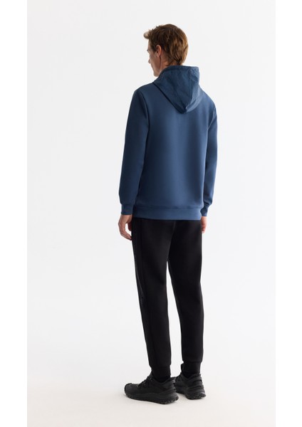 Erkek İndigo Kapüşonlu Baskılı Elastan Regular Fit Sweatshirt A42Y1262 fırsatları