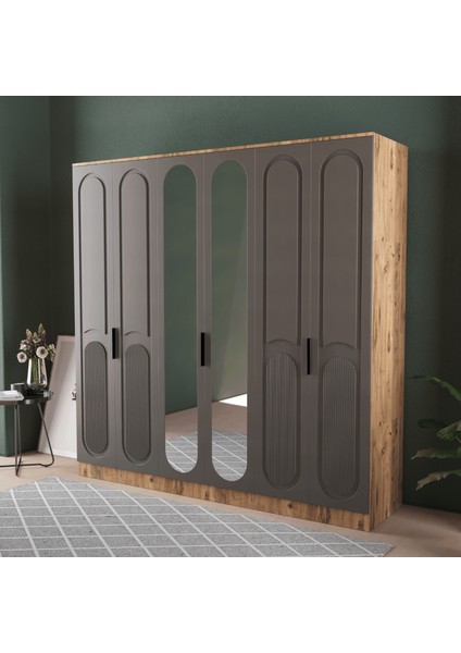 DERİN 6 KAPAKLI EKO GARDIROP - MDF KAPAK