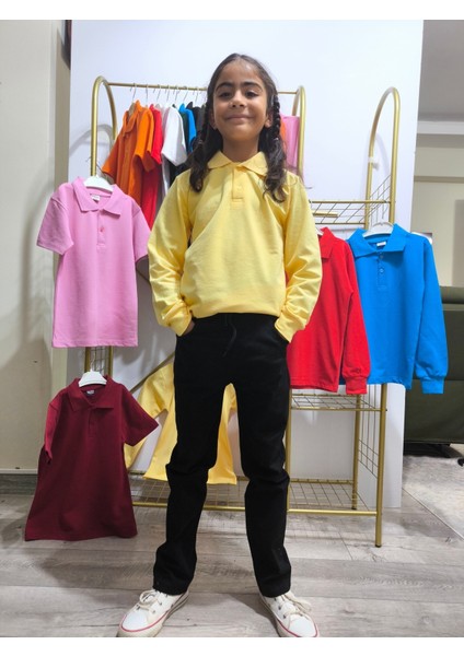 unisex Uzun Kol Polo Yaka Okul ve Günlük Ribanalı Çocuk Genç Tişört Nefes Alabilen Kumaş modelleri