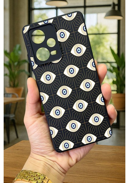 Xiaomi Redmi Note 12 Pro 5g Evıl Eye Desenli Silikon Darbe Emici Klasik Korumalı Rubber Kılıf