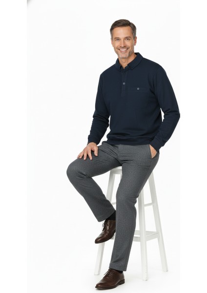 Erkek Kışlık Kazak Polo Yaka Oxford Fleto Cepli Dokulu Rahat Kesim Tam Kalıp modelleri