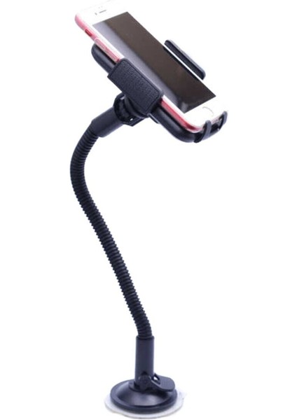 Araç Içi Telefon Tutucu Kıskaçlı Vakumlu 30CM Uzun Spiralli Tutucu 090 L Beyaz Cam Tr