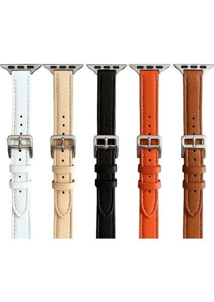 Apple Watch 11-10(46MM) 9-8-7(45MM) 6 5 4 SE(44MM)UYUMLU Slim Ince Pu Deri Kordon Kayış modelleri