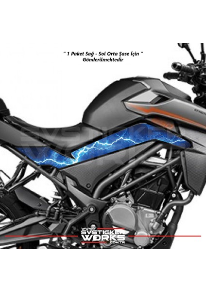 Cfmoto 250NK Orta Şase Kaplama Mavi Şimşek Desen Sticker