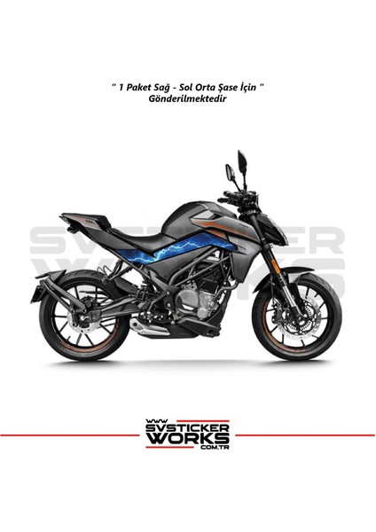 Cfmoto 250NK Orta Şase Kaplama Mavi Şimşek Desen Sticker fiyatları