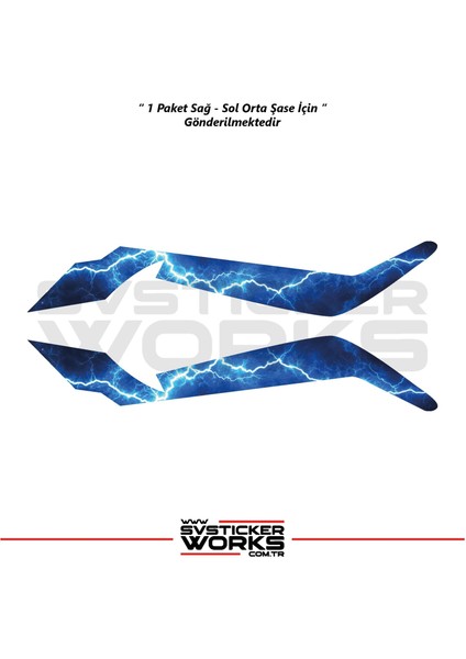 Cfmoto 250NK Orta Şase Kaplama Mavi Şimşek Desen Sticker modelleri