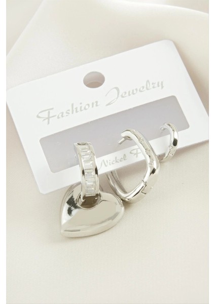 3 Adet Kalp Zirkon Taşlı Küpe