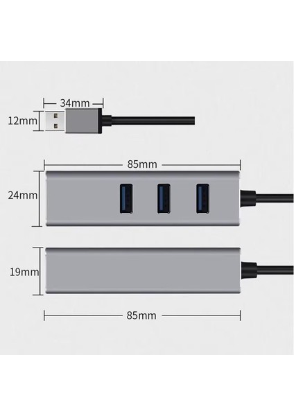 USB 3.0 Gigabit Ethernet Adaptör + 3 Port USB 3.0 Hub – 4 In 1 Çoklayıcı indirimleri