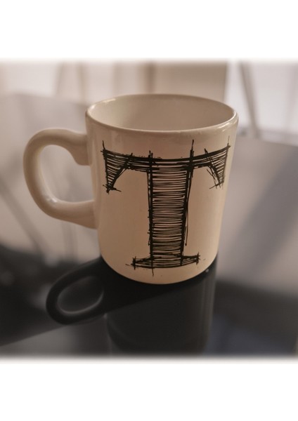 T Harfi Hediyelik Kupa Beyaz Seramik