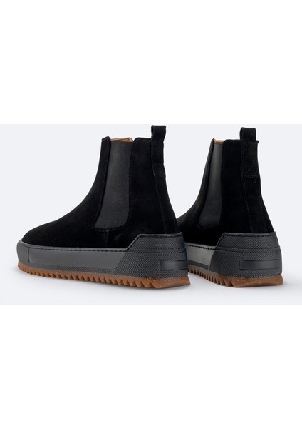 Erkek Siyah %100 Süet Esnek Taban Hafif Chelsea Bot B008009