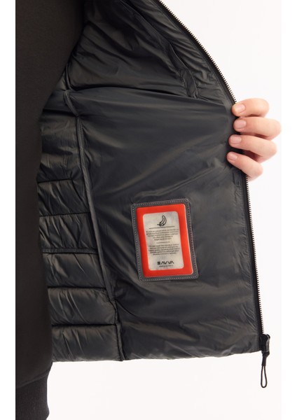 Erkek Antrasit Kaz Tüyü Su İtici Rüzgar Geçirmez Kumaş Dik Yaka Şişme Comfort Fit Mont B006015