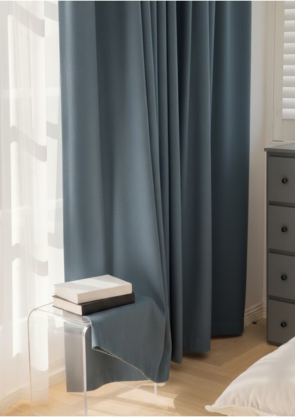 Koyu Mavi- Düz Fon Perde - Pilesiz Düz Dikim - GT54