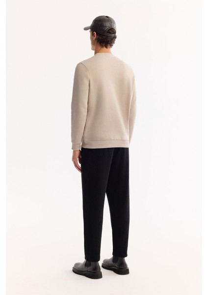 Erkek Taş Bisiklet Yaka Pamuklu Şardonlu Baskılı Regular Fit Sweatshirt B001033