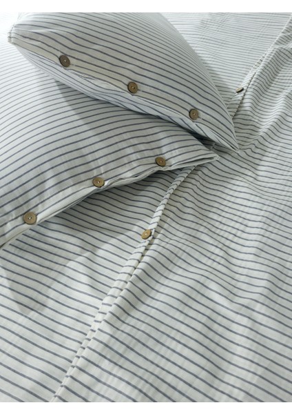 Çift Kişilik Nevresim Seti Düğme Detaylı | Çeyizlik | Hediyelik | Çizgi Desen | Armürlü Dokuma