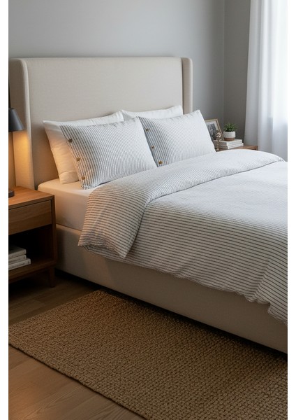 Çift Kişilik Nevresim Seti Düğme Detaylı | Çeyizlik | Hediyelik | Çizgi Desen | Armürlü Dokuma fiyatları