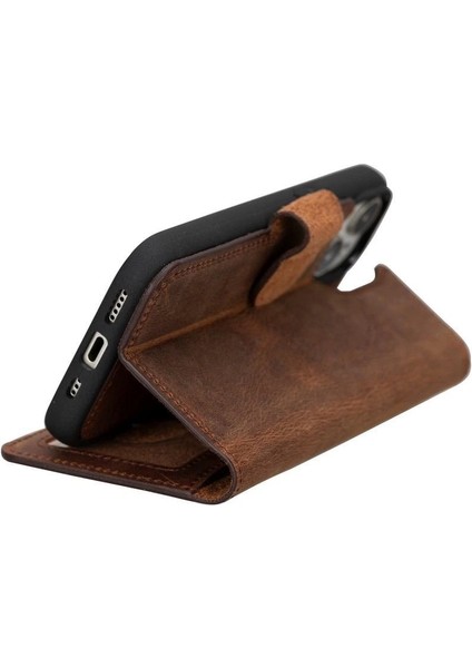 Apple iPhone 15 Uyumlu Deri Cüzdanlı Kılıf Mwwn G2 Kahve modelleri