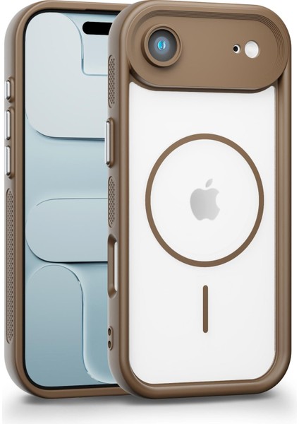 iPhone Air Uyumlu Kamera Korumalı Magsafe Wireless Şarj Özellikli Mat Silikon Haki Renkli Silikon Telefon Kılıfı