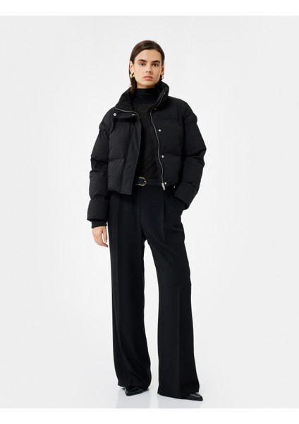 Dik Yaka Uzun Kollu Su Itici Crop Şişme Mont fiyatları