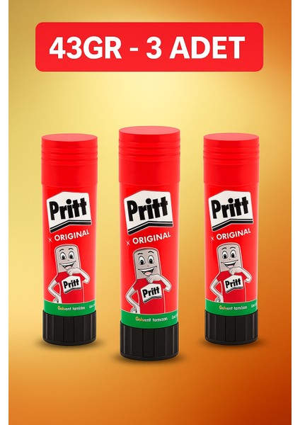 Stick Yapıştırıcı 43GR Original 3'lü Paket | Kağıt, Karton, Fotoğraf Için Güvenli Kullanım
