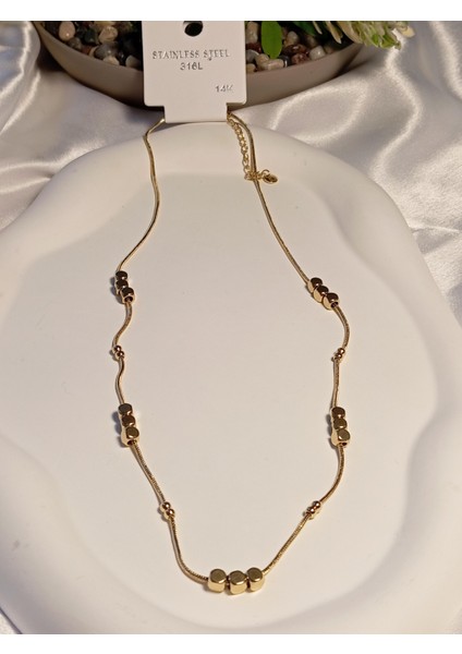 Üçlü Dorikalı Çelik Zincir Kolye