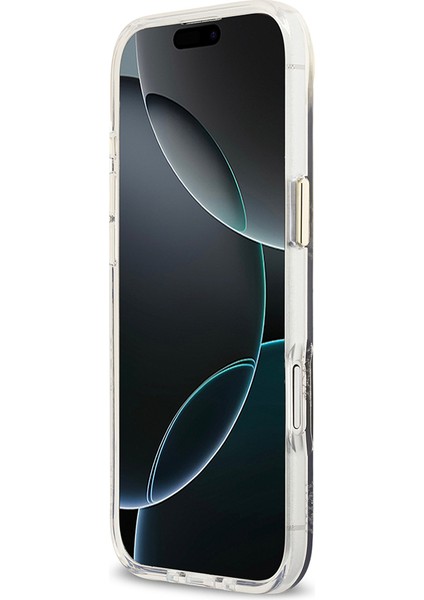 iPhone 17 Air Uyumlu Kılıf Guess Lisanslı M-Safe Özellikli Simli Peony Desenli Silikon Kapak Siyah indirimleri