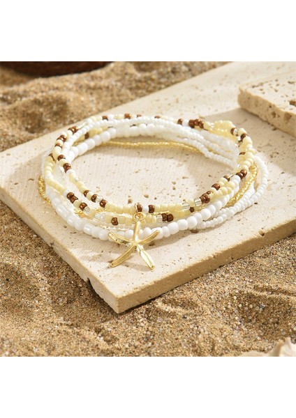 Bohem Tarzı Pirinç Boncuklu Ayak Bileziği (Yurt Dışından)