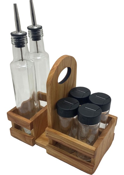 Ahşap Doğal Baharatlık Yağdanlık ve Peçetelik Takımı(Uzun Başlık)(Set)(Kiraz) fırsatları