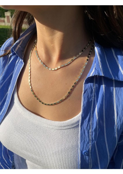 Kilit Desen Dolama Zincir Kolye