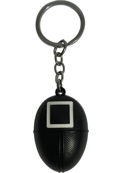 Geometrik Yüz Figürlü Anahtarlık Kare– Siyah