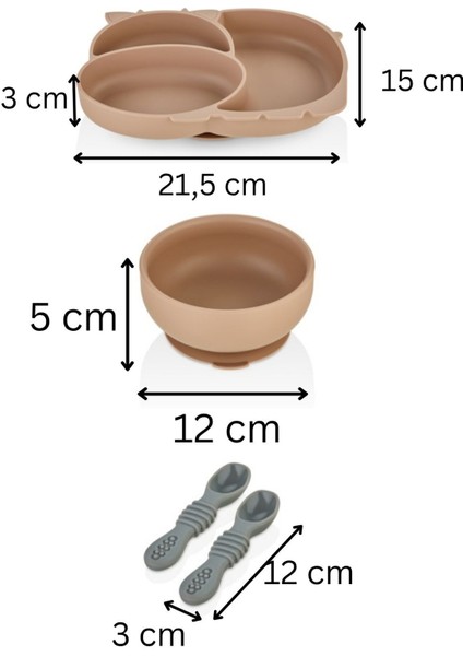 3'lü Silikon Bebek Beslenme Seti / Bölmeli Mama Tabağı / Mama Kasesi / Mama Kaşığı - Moka indirimleri