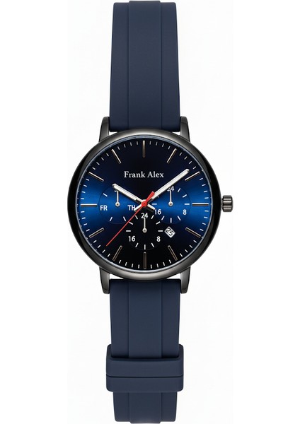 Erkek Kol Saati Siyah Renk, Mavi Kadran - Şık Silikon Kordon, 2 Yıl Garantili