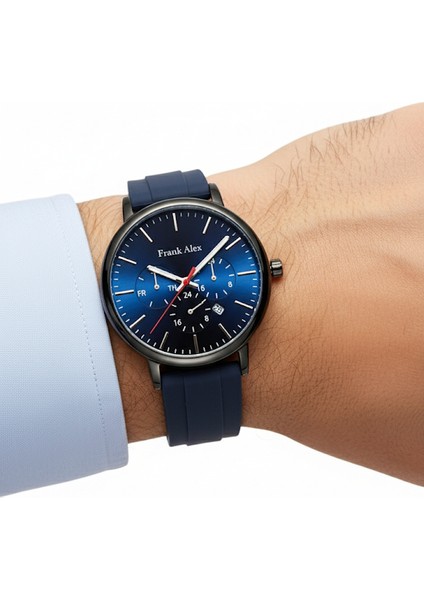 Erkek Kol Saati Siyah Renk, Mavi Kadran - Şık Silikon Kordon, 2 Yıl Garantili modelleri