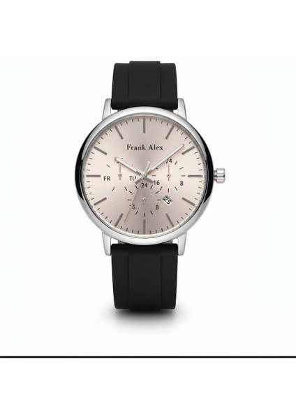 Erkek Kol Saati Gümüş Renk, Gümüş Kadran - Şık Silikon Kordon, 2 Yıl Garantili