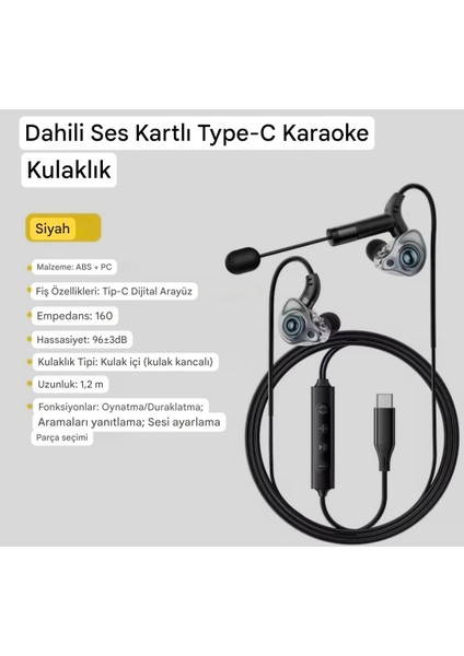 Profosyonel Oyuncu Kulaklığı+Canlı Yayın Karaoke+Muzik+Dahili Ses Kartlı Type-C Giriş+Bluetooth Hi-Fi Ses Teknolojisi Ce Sertifakalı Lisanslı Orjinal Sağlam
