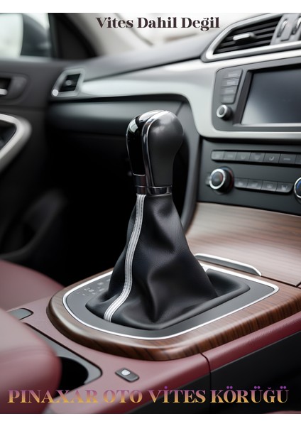 Vites Körüğü Siyah Deri Beyaz Şerit Spor Dikiş Özel Tasarım Tüm Araçlara Uyumlu