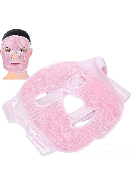 Terapi Jel Yüz Maskesi Soğuk ve Sıcak Boncuklu Ayarlanabilir Maske (Pembe)