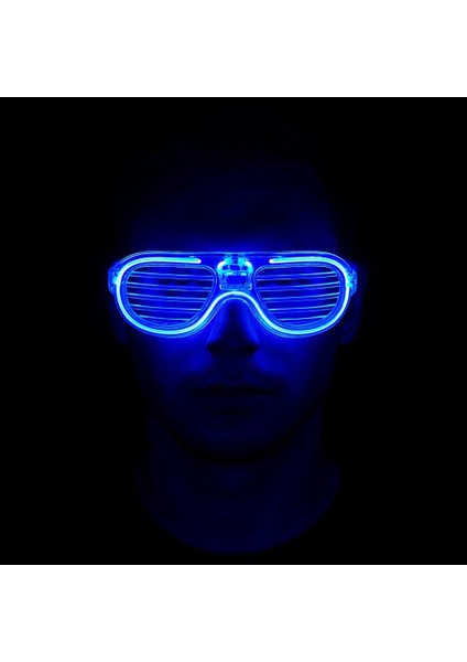 Mavi LED Işıklı Parti Gözlüğü - Neon Glow Şerit Gözlük 3 Modlu fiyatları