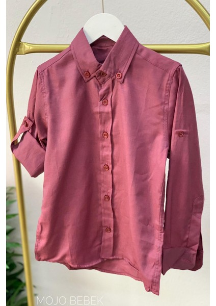 Erkek Çocuk 4-14 Yaş Katlamalı Kol Pamuklu Gömlek Gülkurusu fırsatları