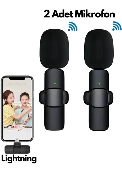 Type-C Çiftli Kablosuz Yaka Mikrofonu Seti - Youtube, Tiktok, Vlog ve Canlı Yayınlar Için Telefon Uyumlu Çift Mikrofon